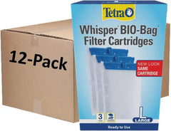 Tetra Whisper Bio-Bag Large Filter Cartridges for Aquariums, 12 Count, Ready to Use, Fits Tetra Whisper Fish Tank Filters 10-30 Gal, 20-40 Gal, PF-20, 30, 40, 60, IQ 20, 30, 45, 60