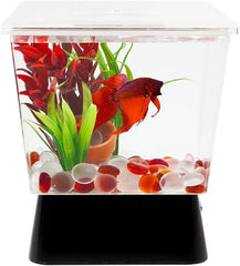 Tetra LED Betta Tank Kit 1 Gallon, Trapezoid aquarium With Base Lighting (24050)
