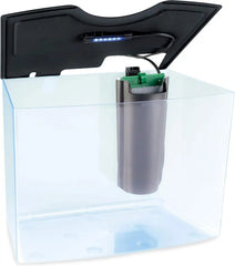 GloFish Crescent aquarium Kit 3 Gallons, Includes Hidden Blue LED Light And Internal Filter