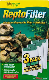 Tetra ReptoFilter Medium Filter Cartridges for Terrariums, 3 Count, Fits TetraFauna ReptoFilter 20 gal, Viquarium, and Decorative ReptoFilter