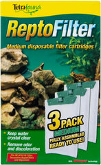 Tetra ReptoFilter Medium Filter Cartridges for Terrariums, 3 Count, Fits TetraFauna ReptoFilter 20 gal, Viquarium, and Decorative ReptoFilter