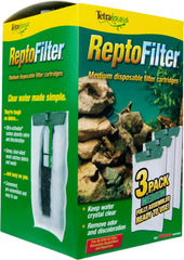 Tetra ReptoFilter Medium Filter Cartridges for Terrariums, 3 Count, Fits TetraFauna ReptoFilter 20 gal, Viquarium, and Decorative ReptoFilter