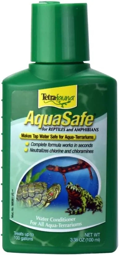 TetraFauna AquaSafe for Reptiles and Amphibians 3.38 Oz, Aqua-Terrarium Water Conditioner, Makes Tap Water Safe