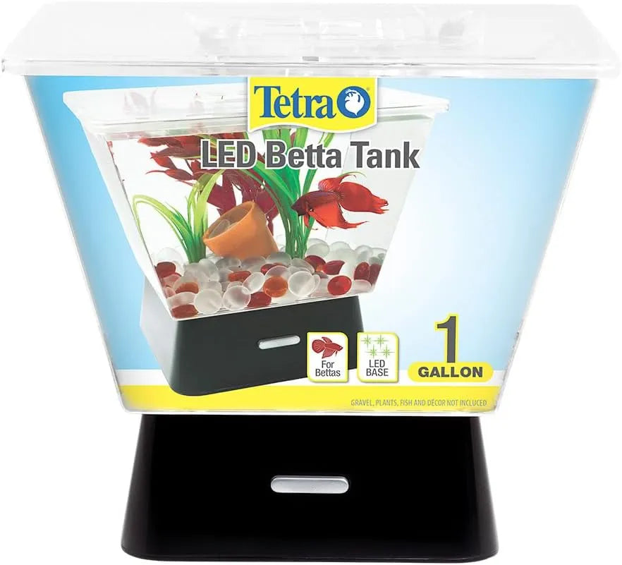 Tetra LED Betta Tank Kit 1 Gallon, Trapezoid aquarium With Base Lighting (24050)