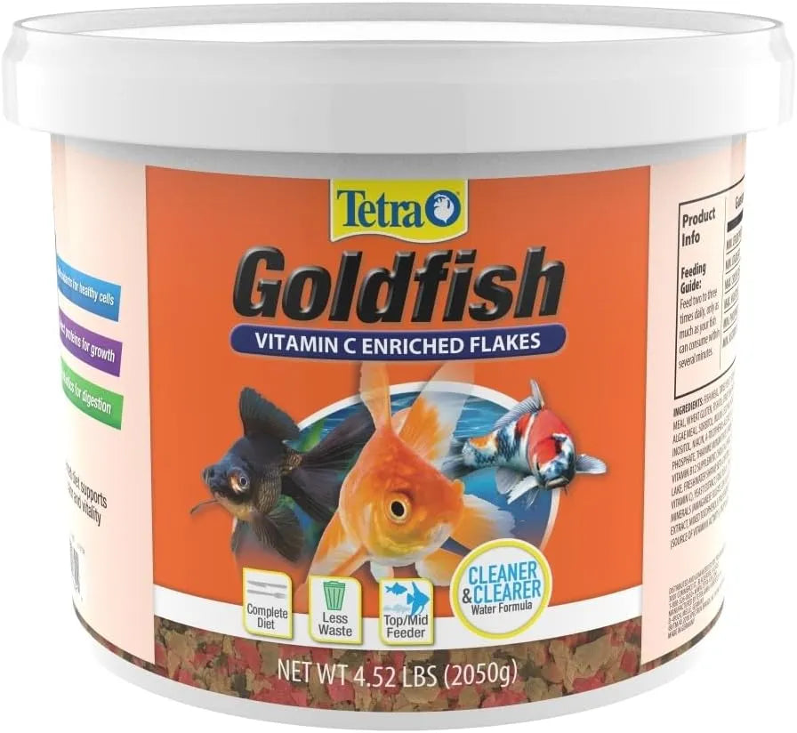 Tetra Goldfish Flakes, Nutritionally Balanced Diet For Aquarium Fish, Vitamin C Enriched Flakes, 4.52 lbs oz
