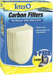 Tetra Whisper EX Carbon Large Round Filter Cartridges, 4 Count, Fits Tetra Whisper EX 30, 45, 70 Fish Tank Filters