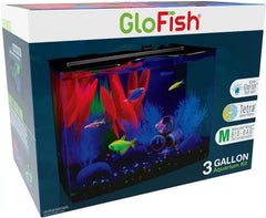 GloFish Crescent aquarium Kit 3 Gallons, Includes Hidden Blue LED Light And Internal Filter