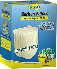 Tetra Whisper EX Carbon Medium Round Filter Cartridges, 4 Count, Fits Tetra Whisper EX 20 Fish Tank Filter