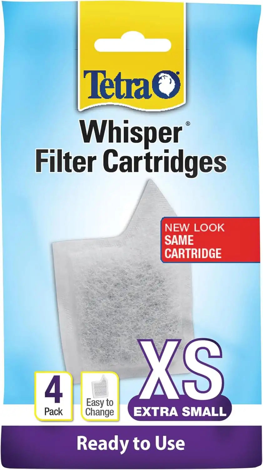 Tetra Whisper XS Filter Cartridges for Aquariums, 4 Count, Ready to Use, Fits Tetra Whisper Filters for Fish Tanks Up to 3 Gal