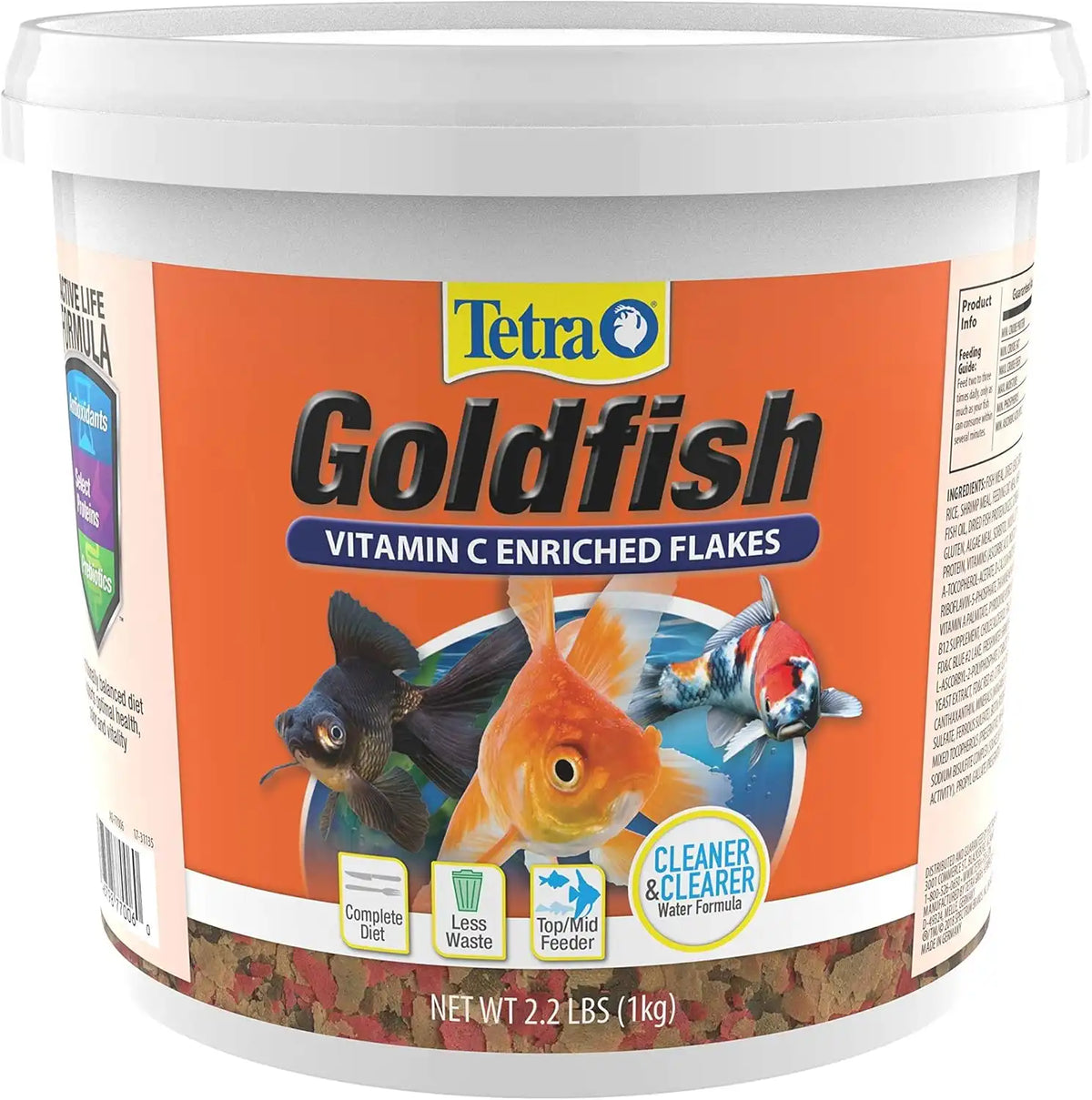 Tetra Goldfish Flakes, Nutritionally Balanced Diet for Aquarium Fish, Vitamin C Enriched Flakes, 2.2 lbs