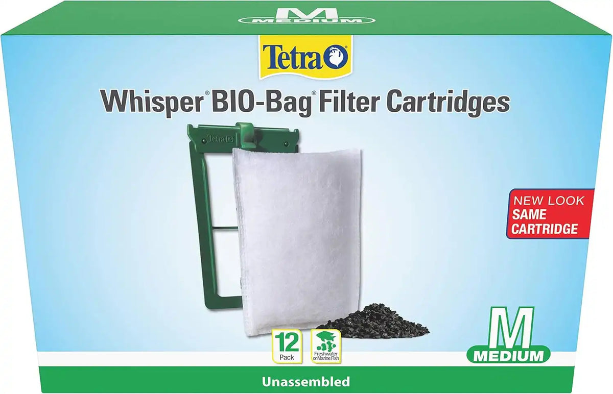 Tetra Whisper Bio-Bag Medium Filter Cartridges for Aquariums, 12 Count, Unassembled, Fits Tetra Whisper Fish Tank Filters 5-10 Gal, PF-10, IQ 10