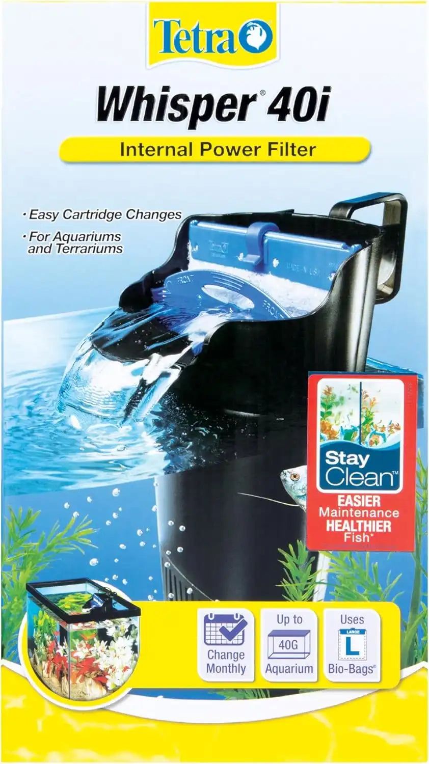 Tetra Whisper Internal Power Filter, Large Bio-Bag Filter Cartridges, 3-Stage Filtration, 20-40 gal