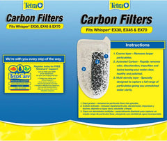Tetra Whisper EX Carbon Large Round Filter Cartridges, 4 Count, Fits Tetra Whisper EX 30, 45, 70 Fish Tank Filters