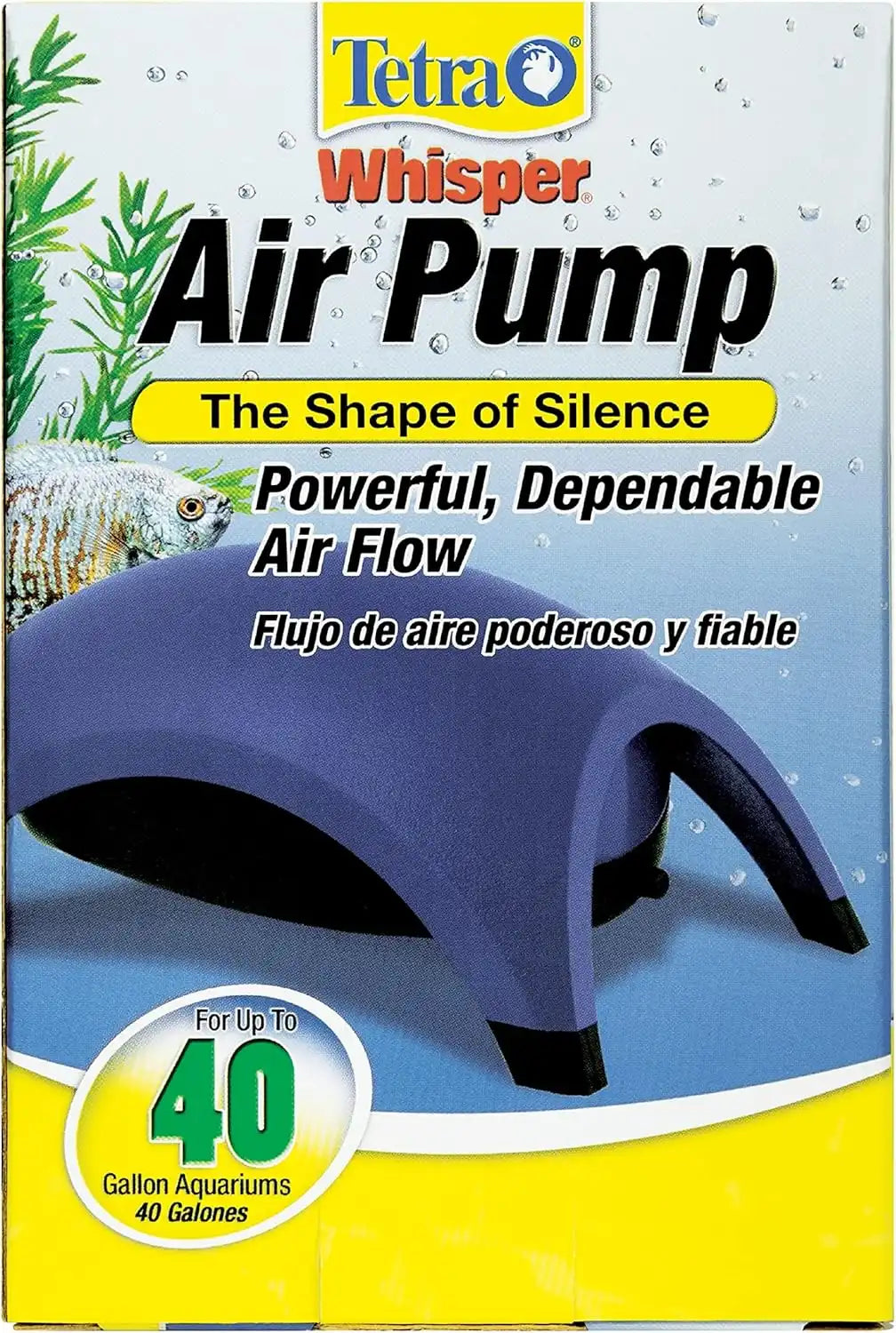Tetra Whisper Air Pump 20 To 40 Gallons, For Aquariums, Powerful Airflow, Non-UL Listed