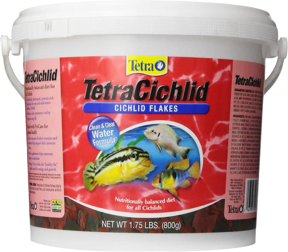 Tetra Cichlid Flakes, Nutritionally Balanced Fish Food for All Cichlids, 1.75 Pounds