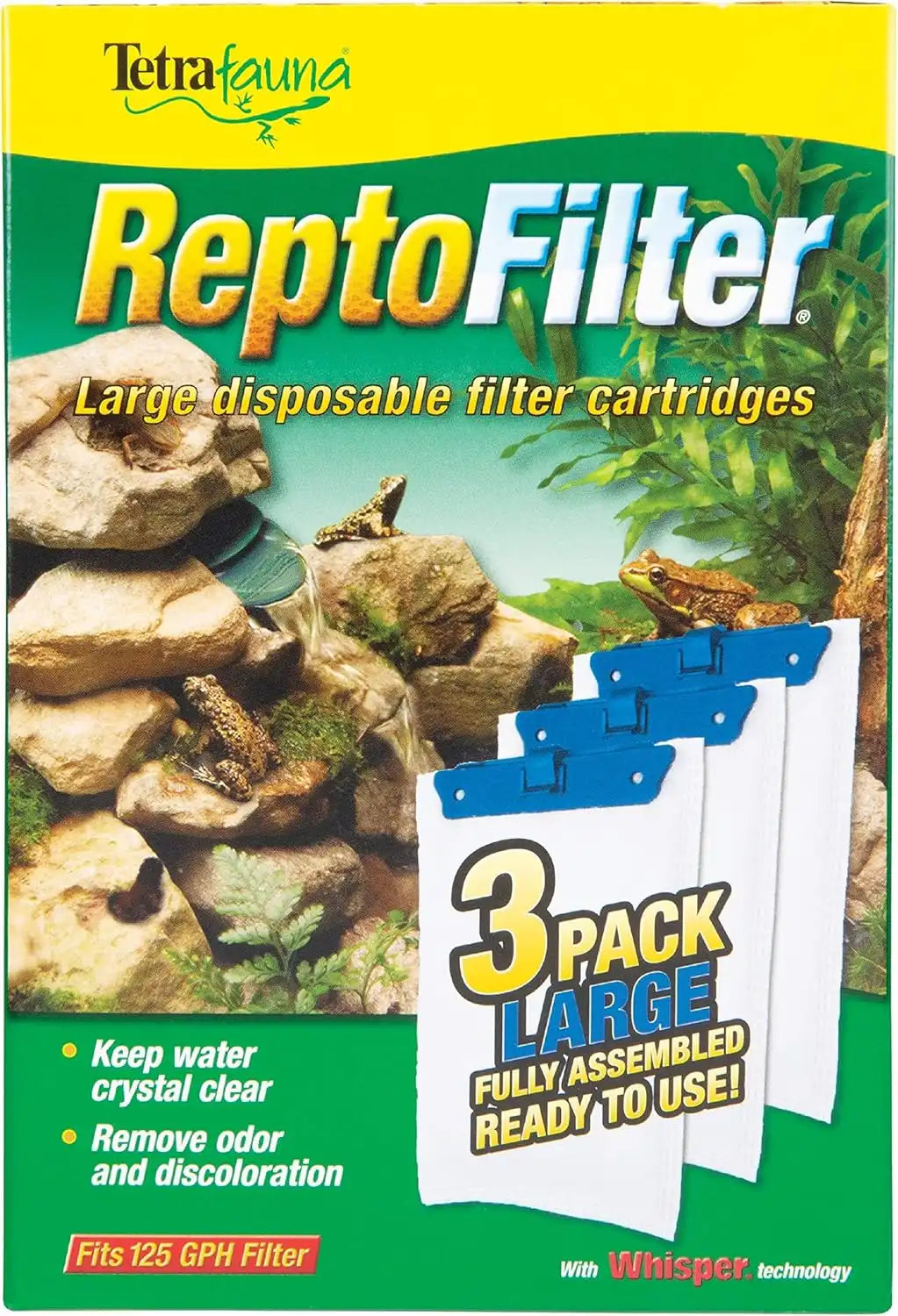 Tetra ReptoFilter Large Filter Cartridges for Terrariums, 3 Count, Fits TetraFauna ReptoFilter 50 gal